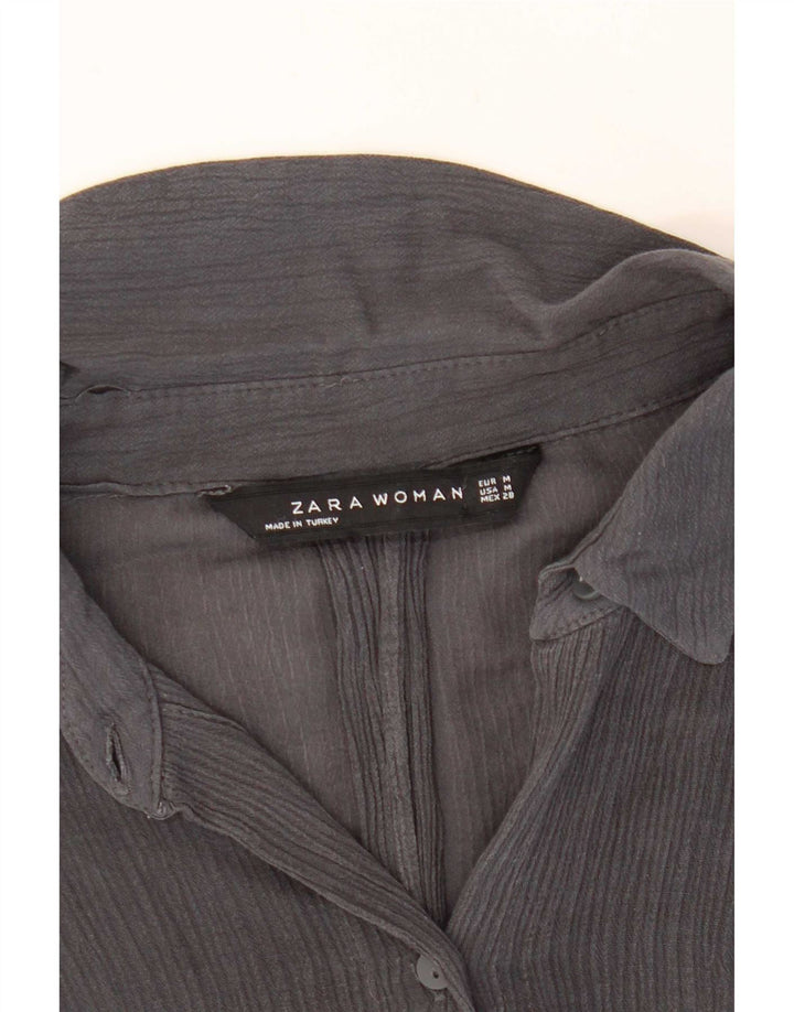 Zara blusa feminina manga 3/4 Reino Unido 14 cinza médio