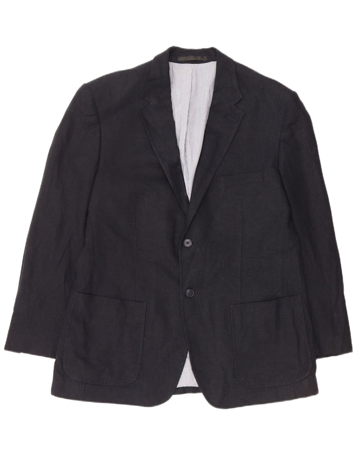Jaqueta blazer masculina MARKS & SPENCER com 2 botões Reino Unido 42 grande linho azul marinho