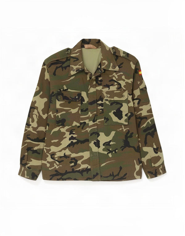 Camisa militar masculina vintage XL cáqui algodão camuflado