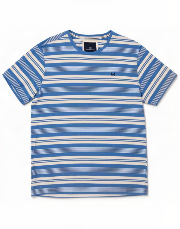 Crew Clothing Camiseta masculina Top grande algodão listrado azul