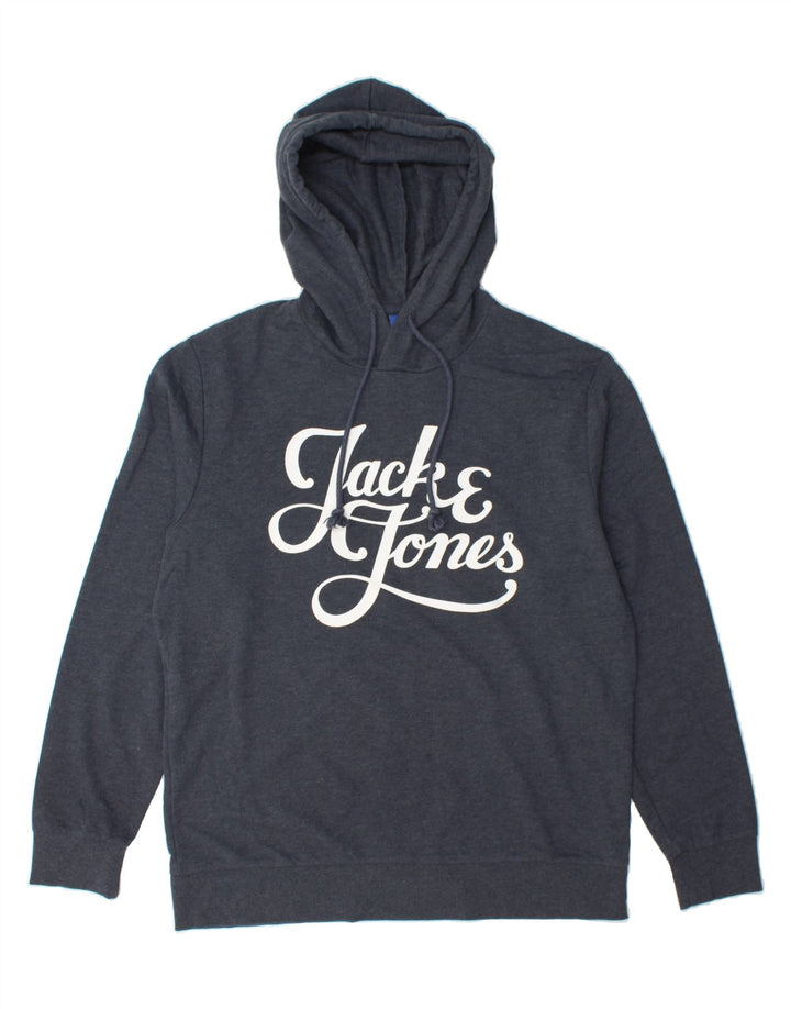 JACK & JONES Mens Graphic Hoodie Jumper XL Grey Cotton Vintage Jack & Jones and Second-Hand Jack & Jones from Messina Hembry 