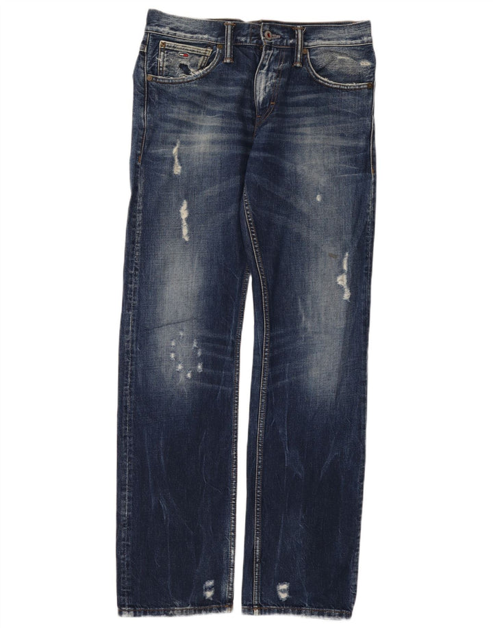 Tommy Hilfiger feminino Ryder Distressed Regular Straight Jeans W29 L32 Azul