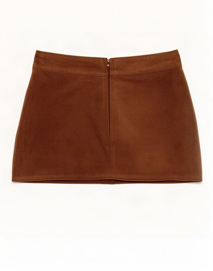 Mini saia feminina de camurça Zara IT 44 médio W25 marrom