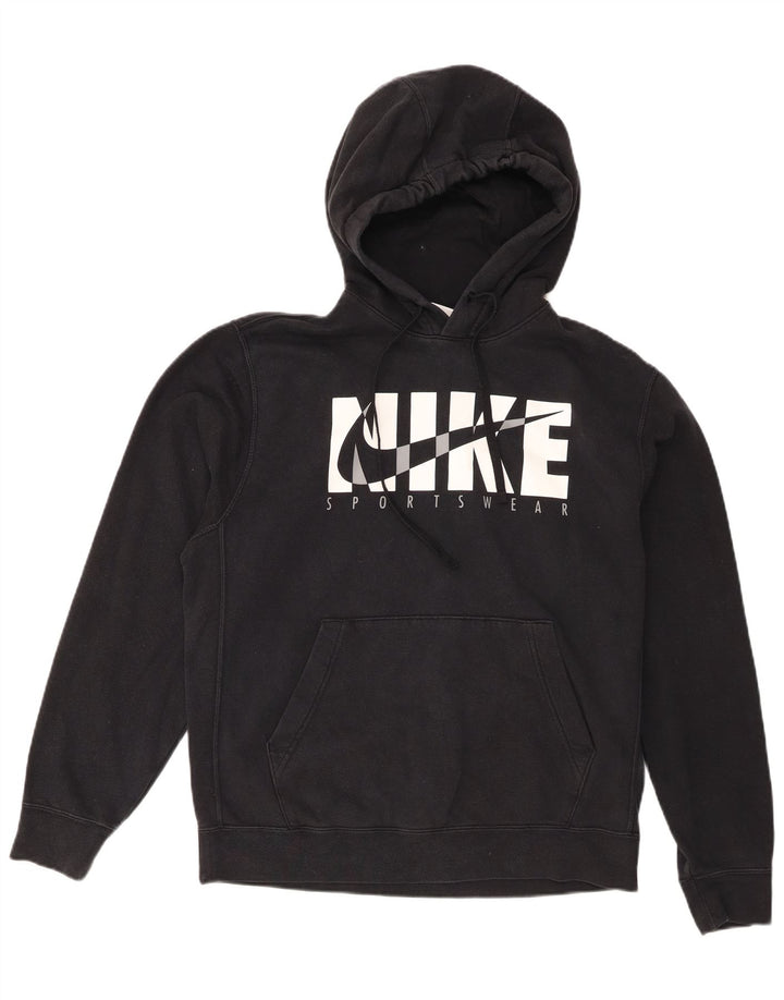 Nike masculino gráfico moletom com capuz médio algodão preto