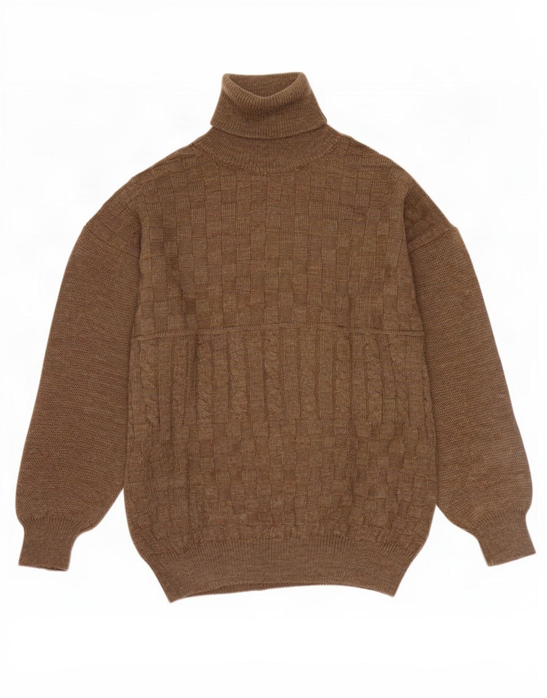 Suéter masculino vintage com gola redonda marrom médio