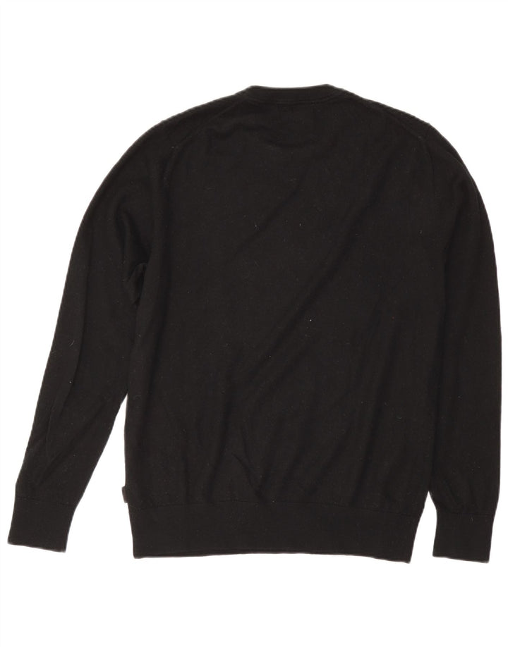 Suéter feminino Calvin Klein com gola redonda, tamanho 16, lã preta grande