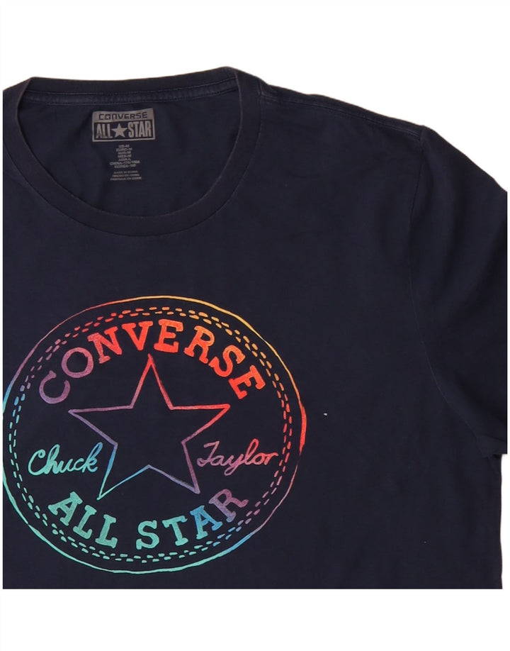Camiseta masculina CONVERSE Chuck Taylor com estampa gráfica de algodão azul marinho médio