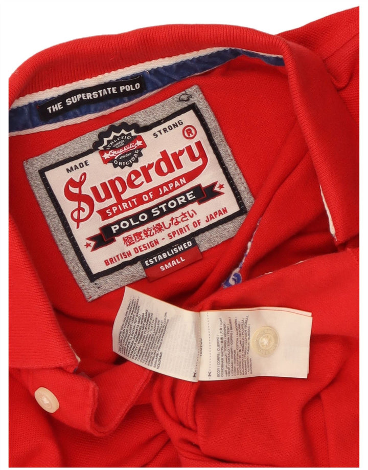 Superdry Mens Graphic Polo Shirt Pequeno Algodão Vermelho