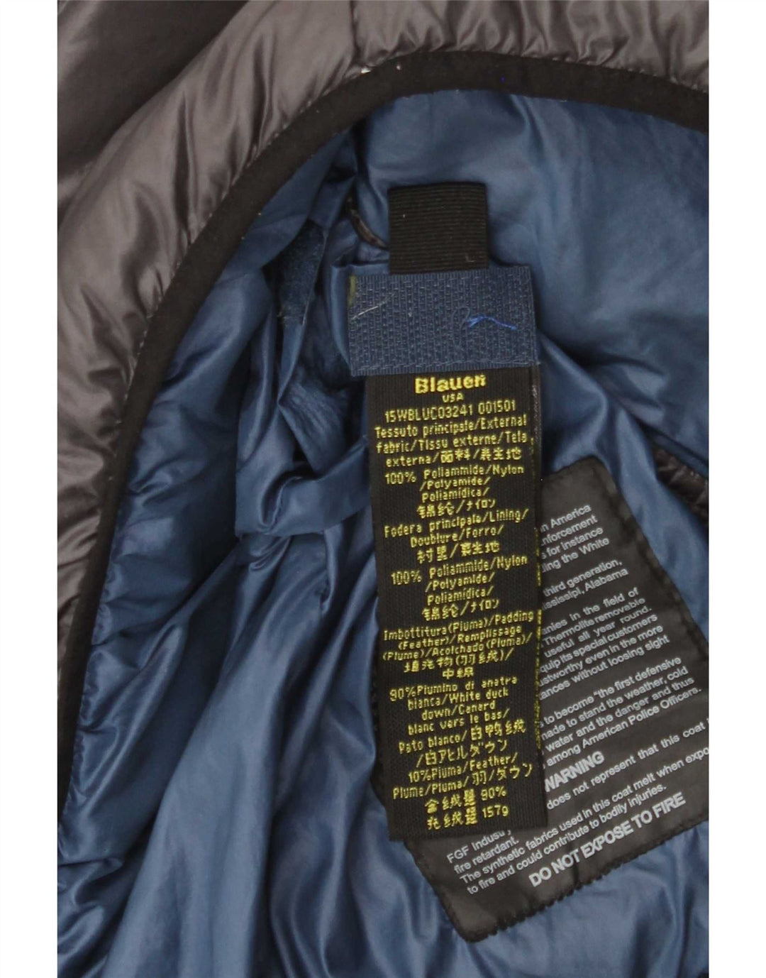 Jaqueta masculina acolchoada com capuz Blauer UK 38 poliamida cinza médio