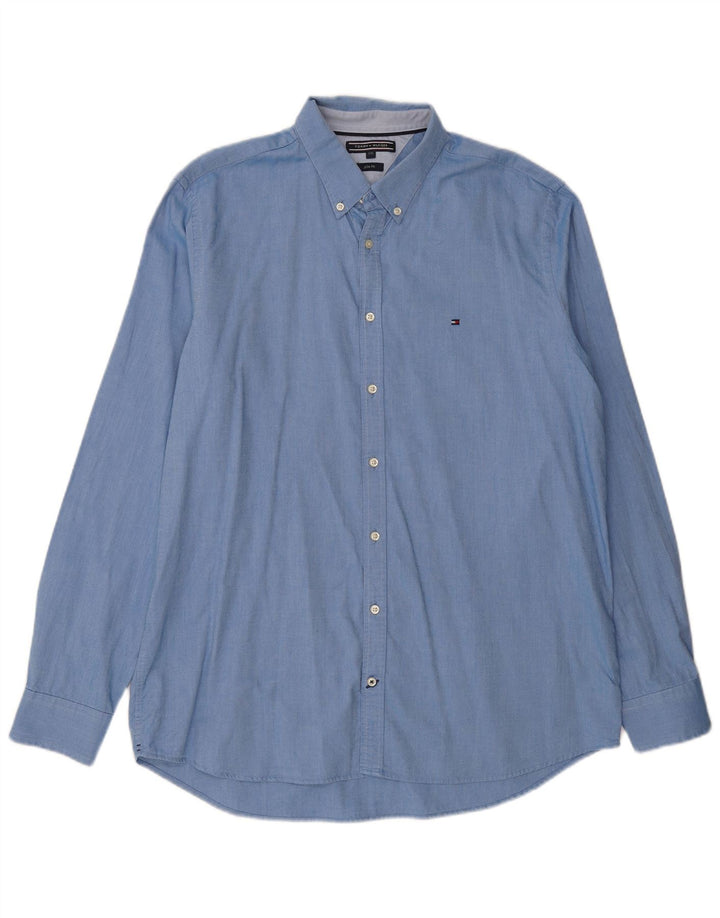 Camisa masculina TOMMY HILFIGER Slim Fit 2XL algodão azul