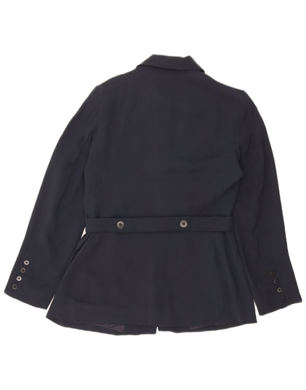 Jaqueta blazer feminina Zara com 5 botões EU 42 grande azul marinho rayon