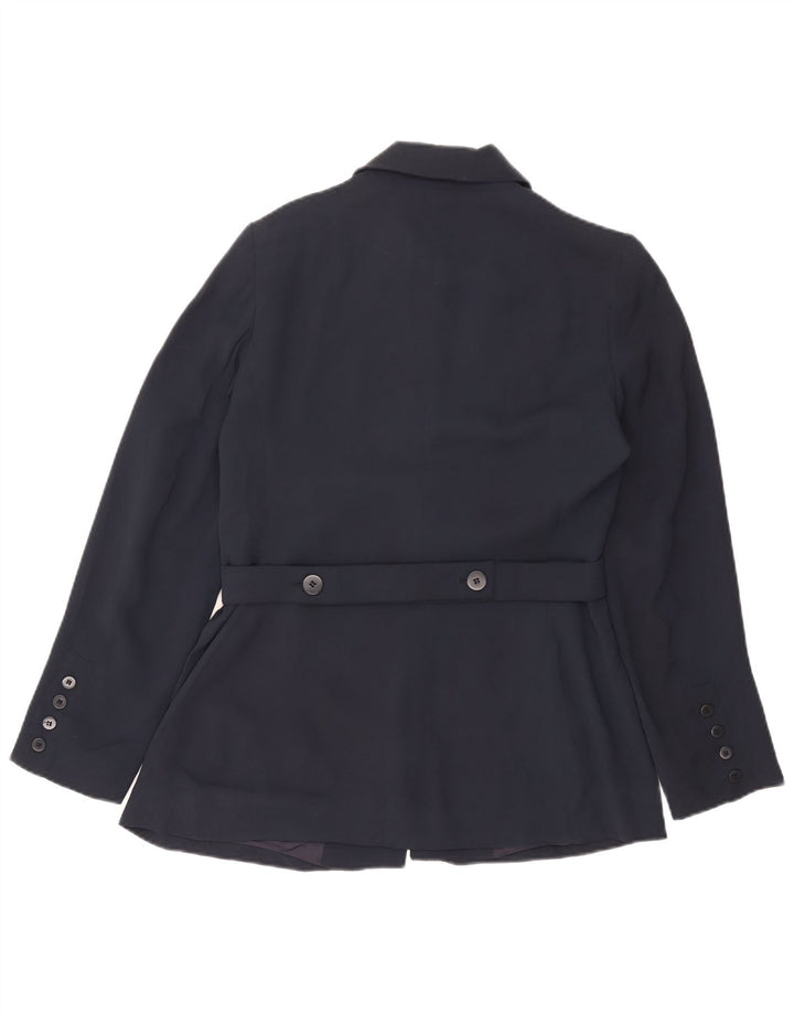 Jaqueta blazer feminina Zara com 5 botões EU 42 grande azul marinho rayon