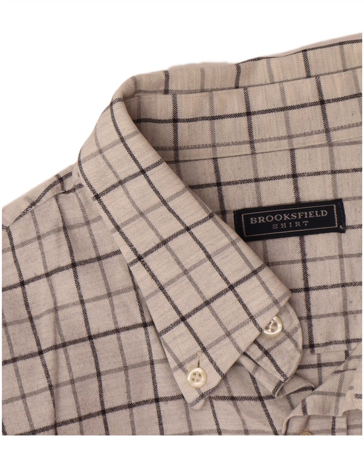Camisa masculina Brooksfield XL branca xadrez algodão