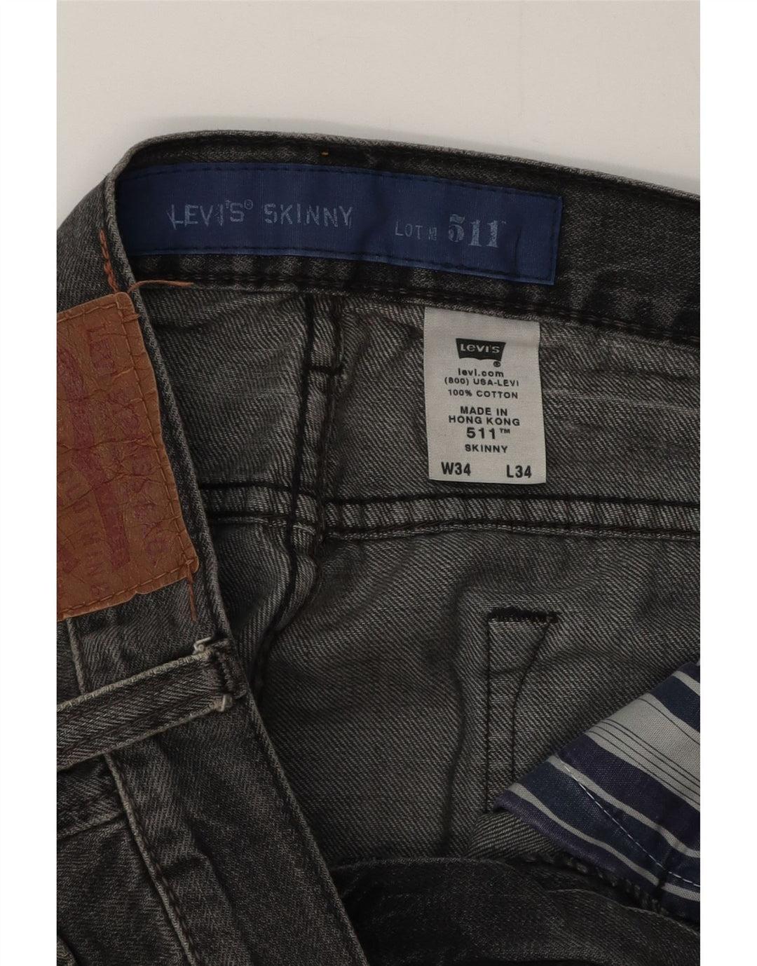 Levi's Masculino 511 Skinny Jeans W34 L34 Cinza Algodão