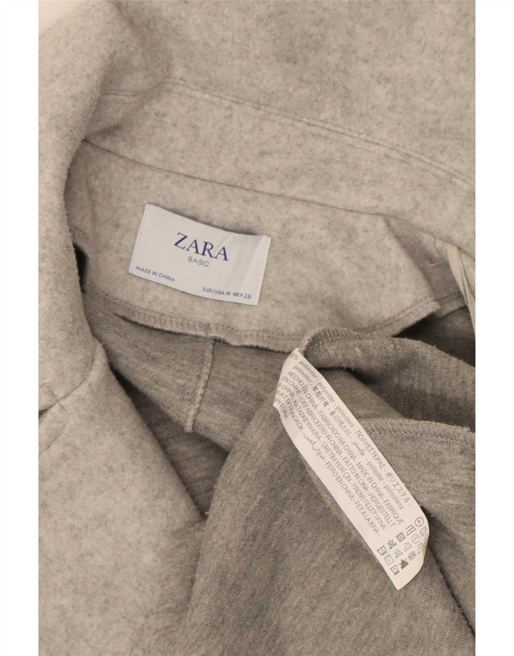 Zara Suéter Cardigan Oversized Feminino Reino Unido 14 Poliéster Cinza Médio