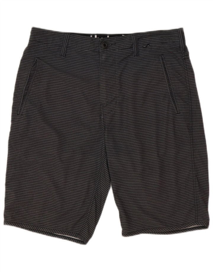 Hurley Mens Chino Shorts W31 poliéster listrado cinza médio