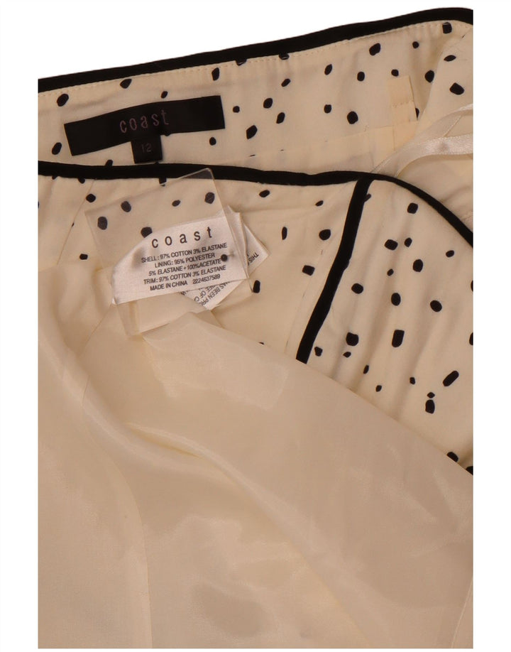 COAST Vestido feminino sem alças UK 12 algodão manchado branco médio