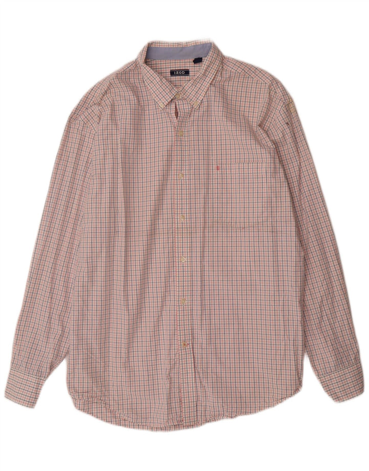 Camisa masculina IZOD XL algodão xadrez rosa
