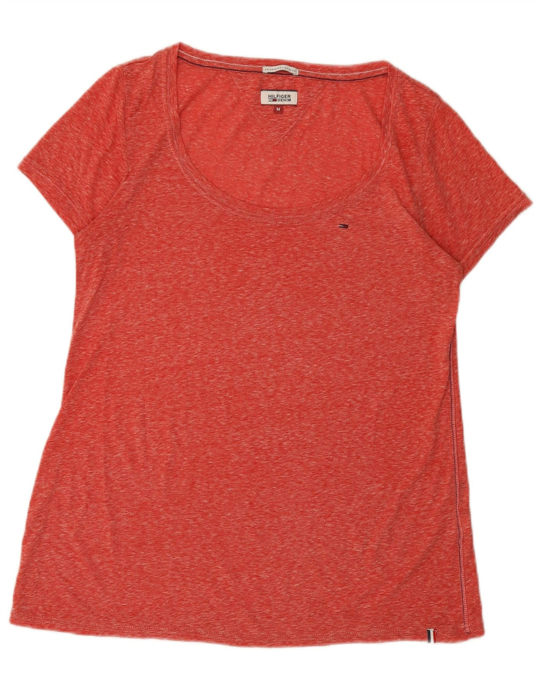 Camiseta feminina Tommy Hilfiger UK 14 médio vermelho manchado