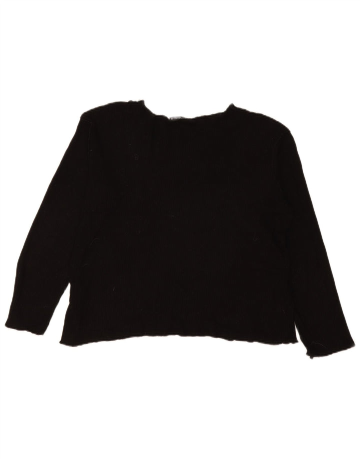 Zara Top feminino oversized manga comprida Reino Unido 10 viscose preta pequena