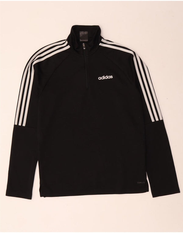 Adidas Mens Climalite Zip Neck Pullover Tracksuit Top Small Black Polyester
