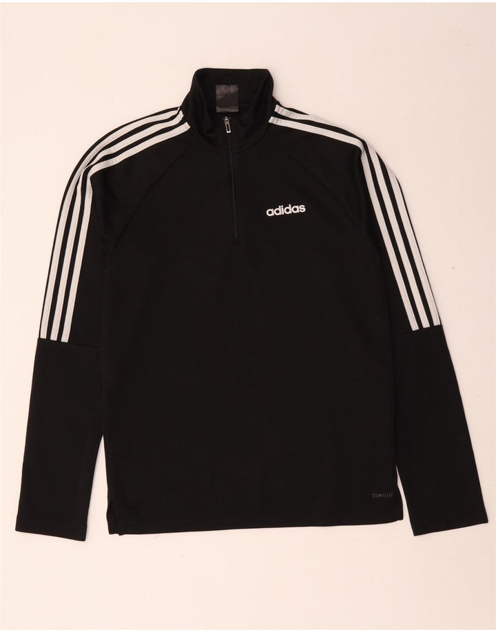 Adidas Mens Climalite Zip Neck Pullover Treino Top Pequeno Poliéster Preto