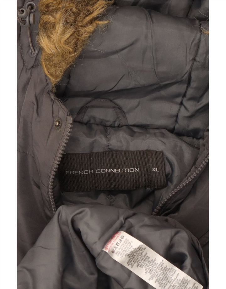Casaco acolchoado com capuz masculino French Connection poliéster cinza UK 42 XL