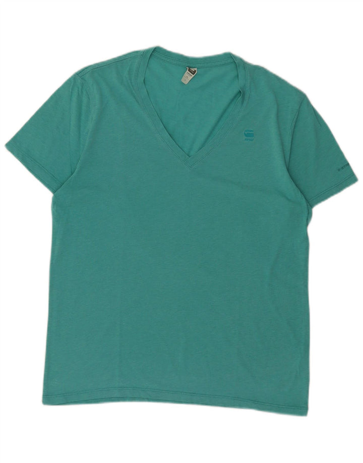 Camiseta masculina G-Star Top médio algodão turquesa