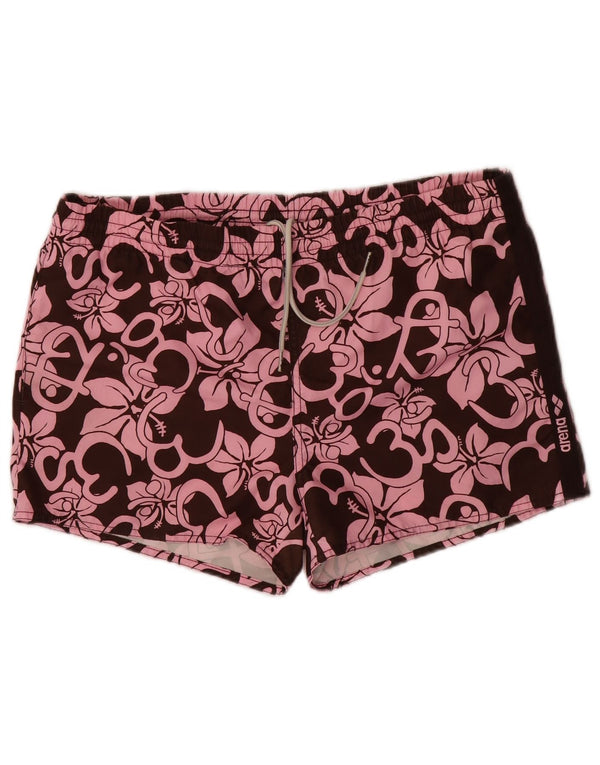 Shorts de natação feminino Arena UK 14 poliéster floral rosa médio