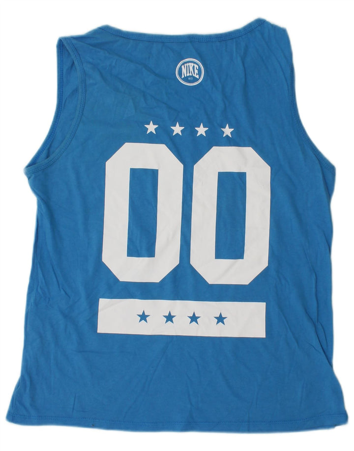 NIKE Womens Graphic Vest Top UK 14 Médio Azul Algodão