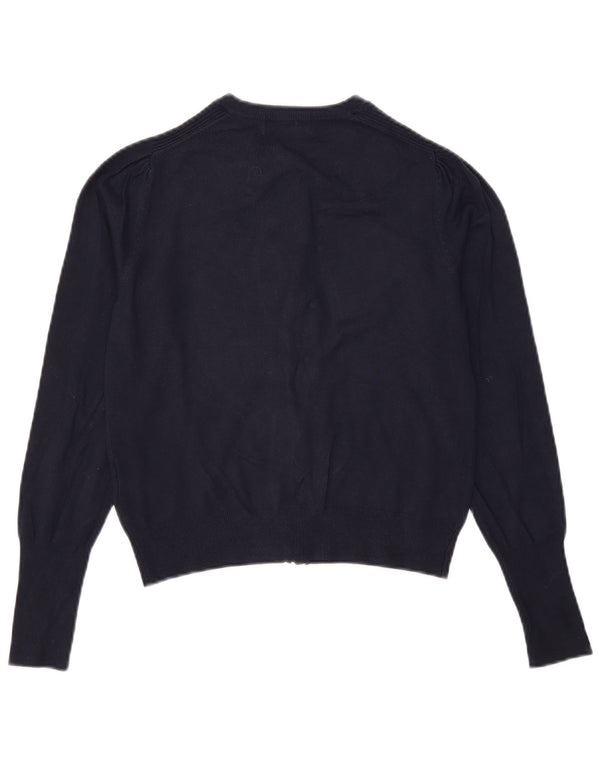 Suéter cardigã feminino Marks & Spencer Reino Unido 10 pequeno azul marinho viscose