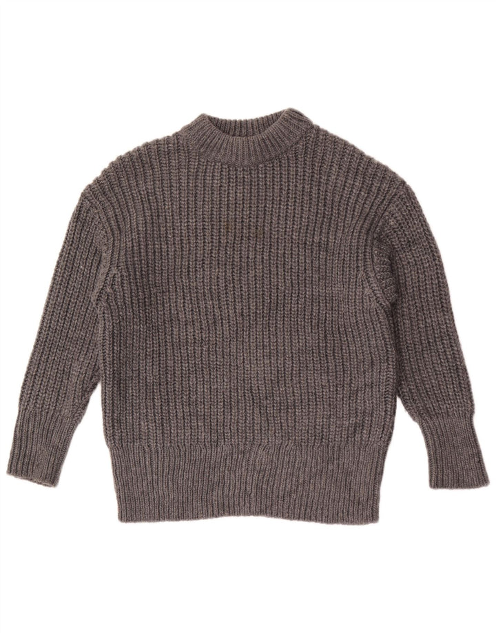 Zara Suéter feminino oversized com gola canoa Reino Unido 10 pequeno poliéster cinza