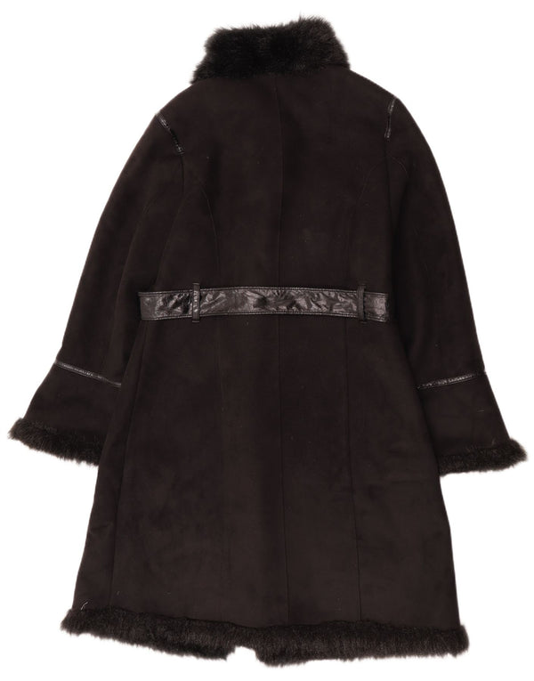 Sobretudo feminino Sherpa Pizazz UK 14 poliéster preto médio