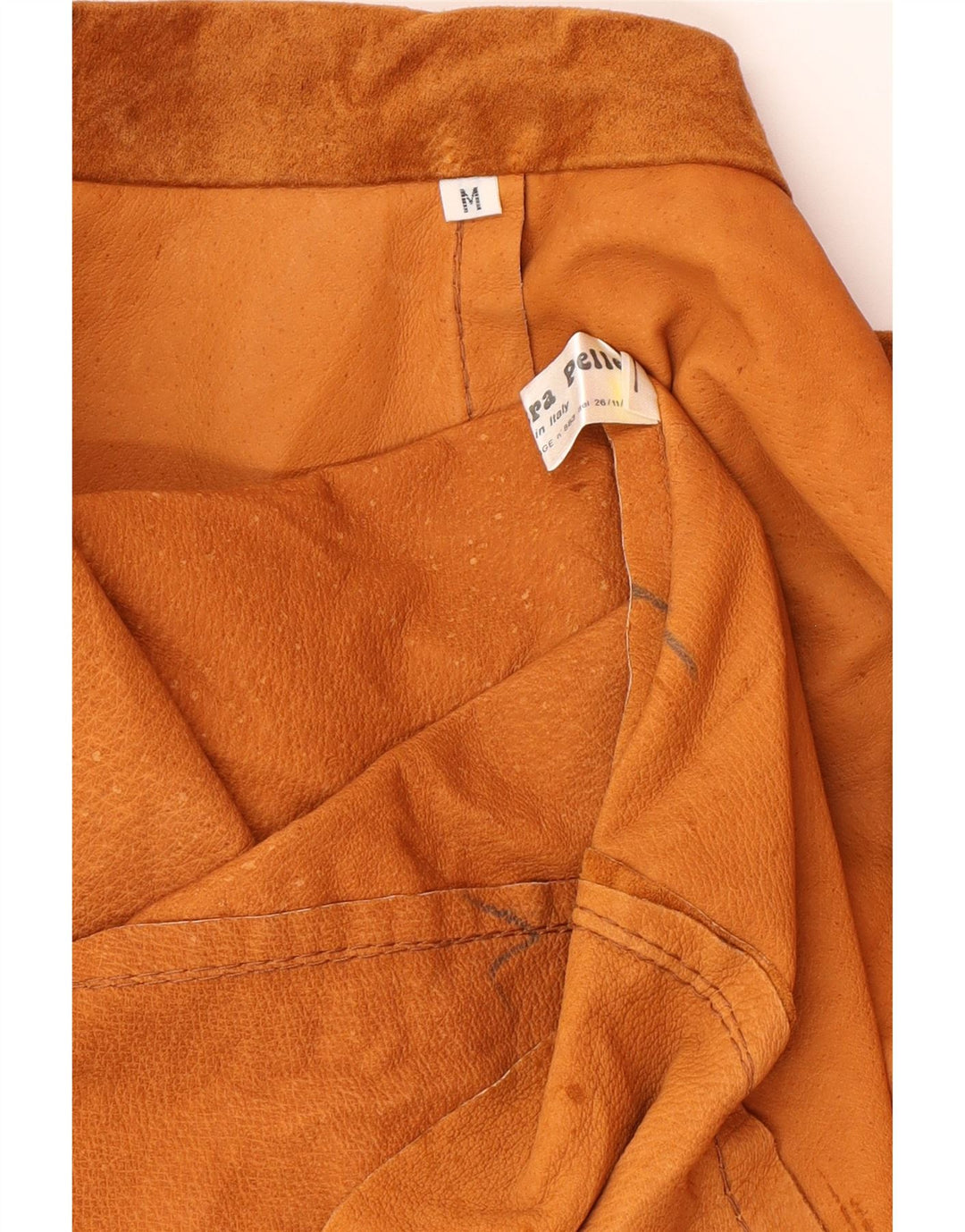 Sobretudo feminino VINTAGE de camurça grande Reino Unido 14 couro marrom médio