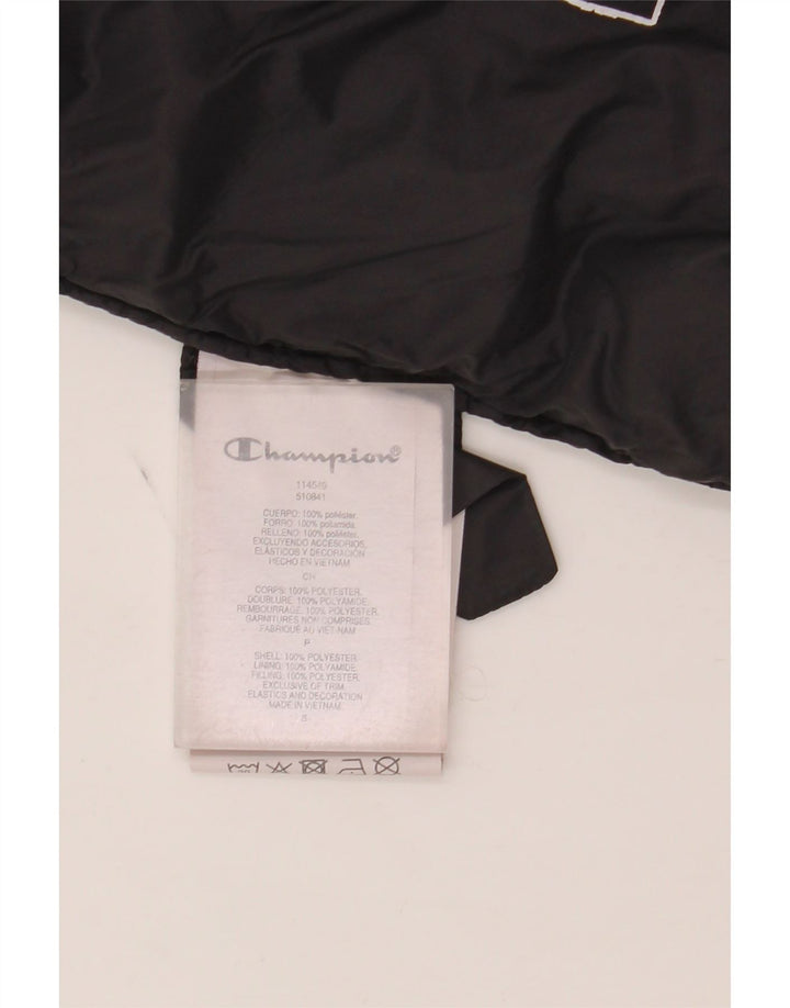 Jaqueta feminina acolchoada com capuz Champion UK 10 poliéster preto pequeno