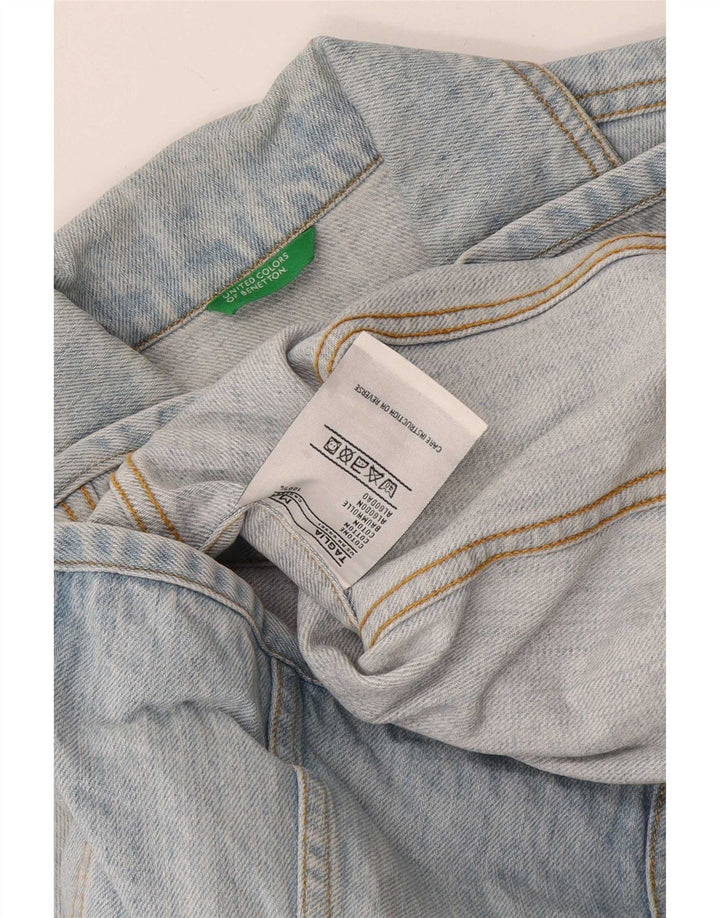 Jaqueta jeans feminina Benetton UK 14 algodão azul médio