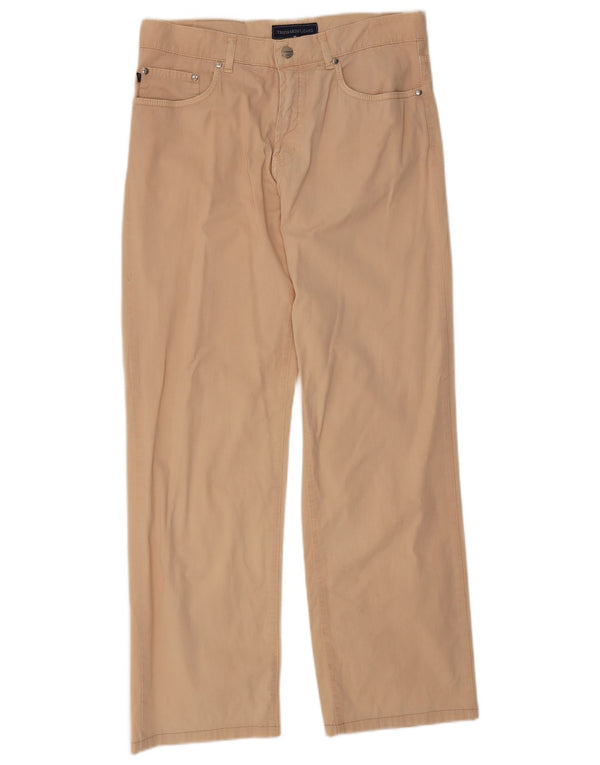 Trussardi Calça masculina reta casual W34 L29 algodão bege