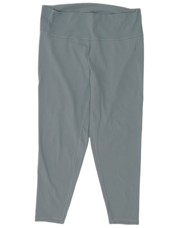 Adidas Mulheres Crop Leggings UK 24/26 2XL W36 L25 Azul Poliéster