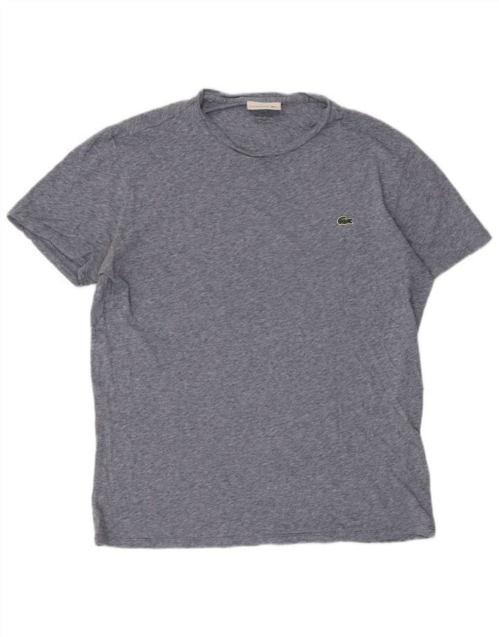 Camiseta masculina Lacoste Regular Fit tamanho 4 algodão manchado azul médio