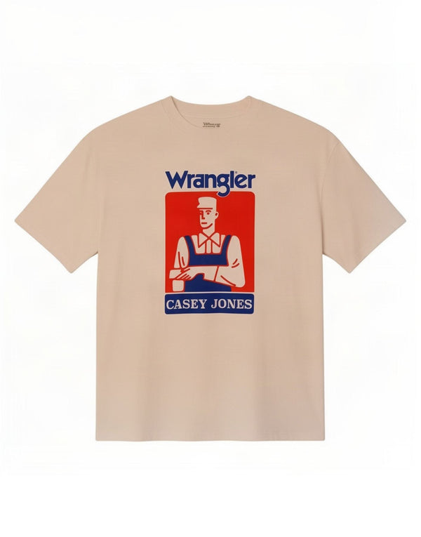 Camiseta masculina Wrangler Casey Jones gráfica top médio off white algodão