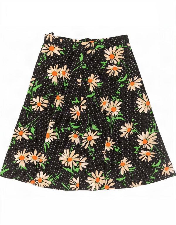 Saia feminina vintage linha A IT 42 médio W28 preto floral
