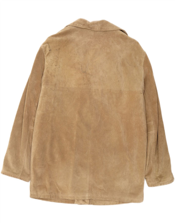 Jaqueta de camurça feminina vintage UK 16 grande bege