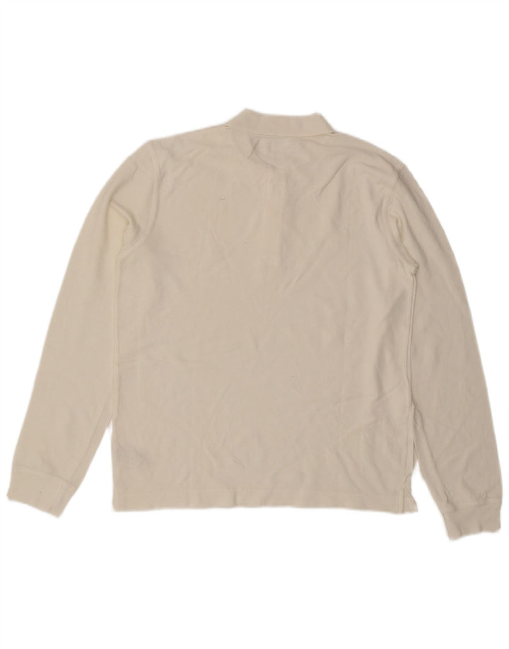 Camisa polo masculina de manga comprida Benetton médio algodão branco