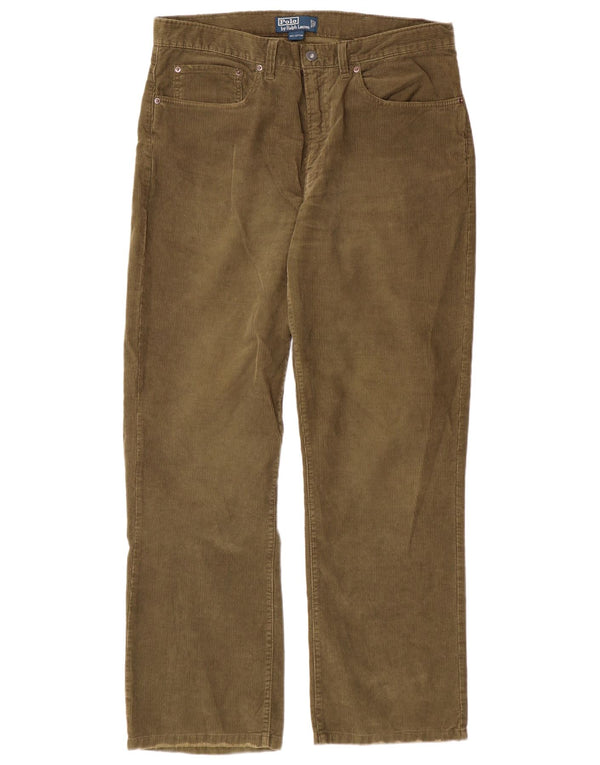 Calça masculina polo Ralph Lauren reta de veludo W36 L32 cáqui clássico