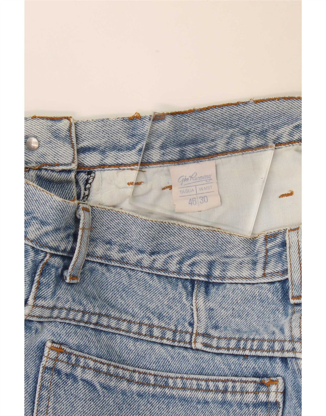 Shorts jeans feminino vintage W30 algodão azul médio