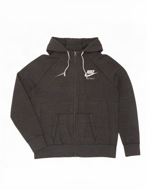 Suéter Nike feminino com capuz e zíper UK 18 XL cinza manchado de algodão