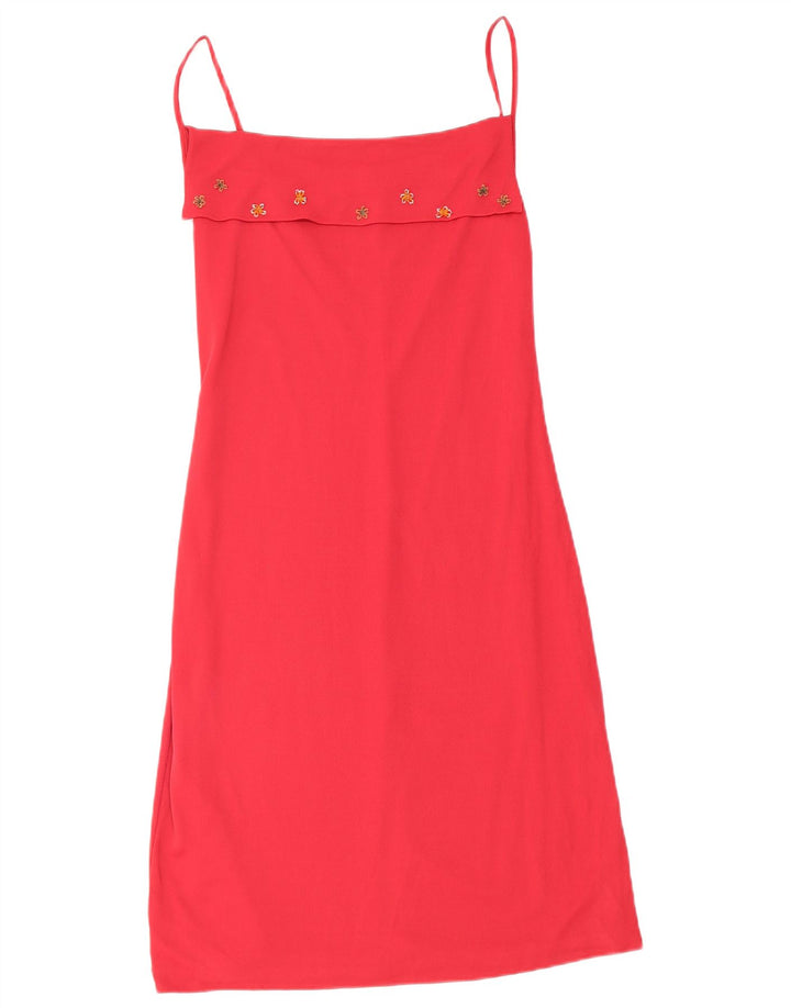 Vestido deslizante feminino Liu Jo Reino Unido 12 viscose floral vermelho médio