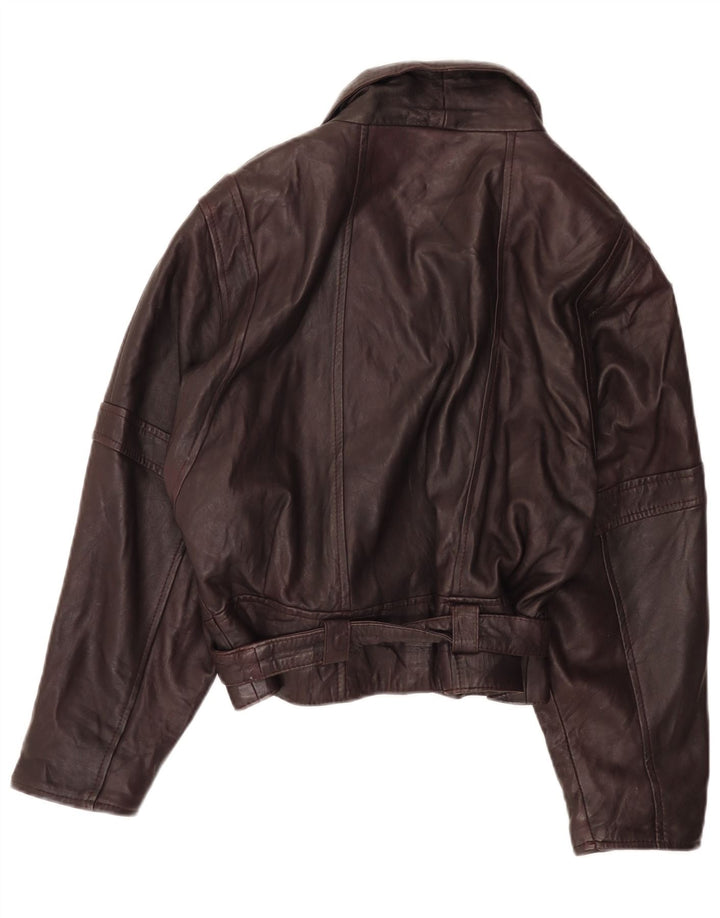 Jaqueta de couro feminina vintage IT 42 couro médio Borgonha