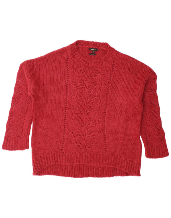 Suéter feminino Massimo Dutti com gola redonda grande Reino Unido 6 XS acrílico vermelho