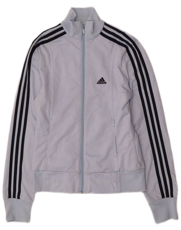 Adidas Womens Tracksuit Top Jacket UK 12 Médio Azul Poliéster